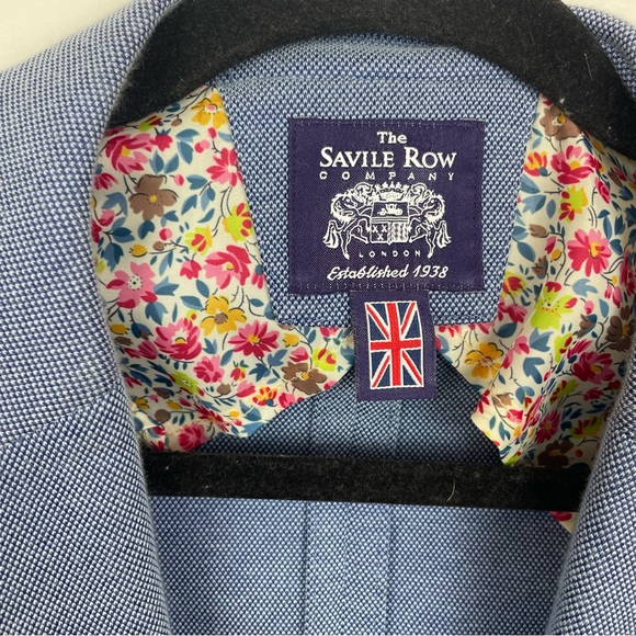 Savile Row Co Light Blue Blazer Two-Button Notch Front & Inside Pockets XXL - Picture 10 of 10